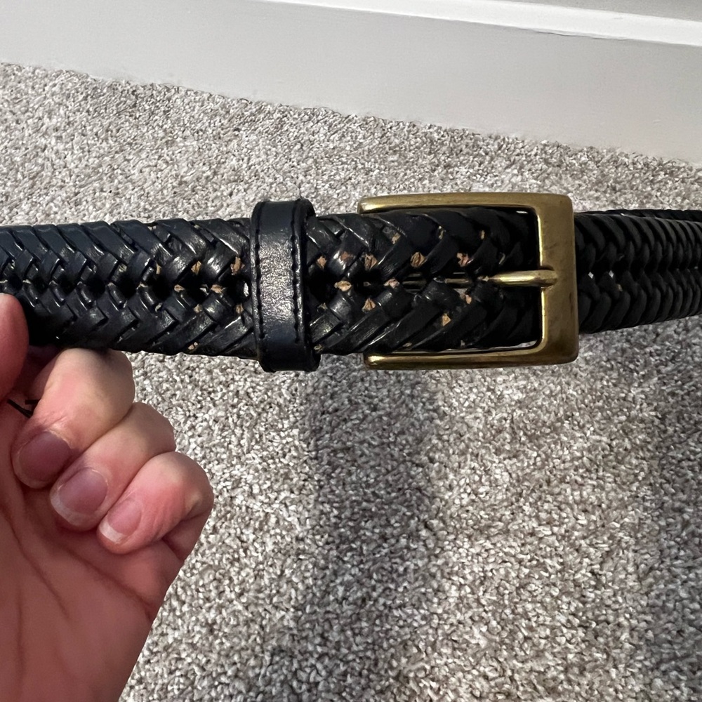 Dockers Black Braided Belt with Gold Buckle